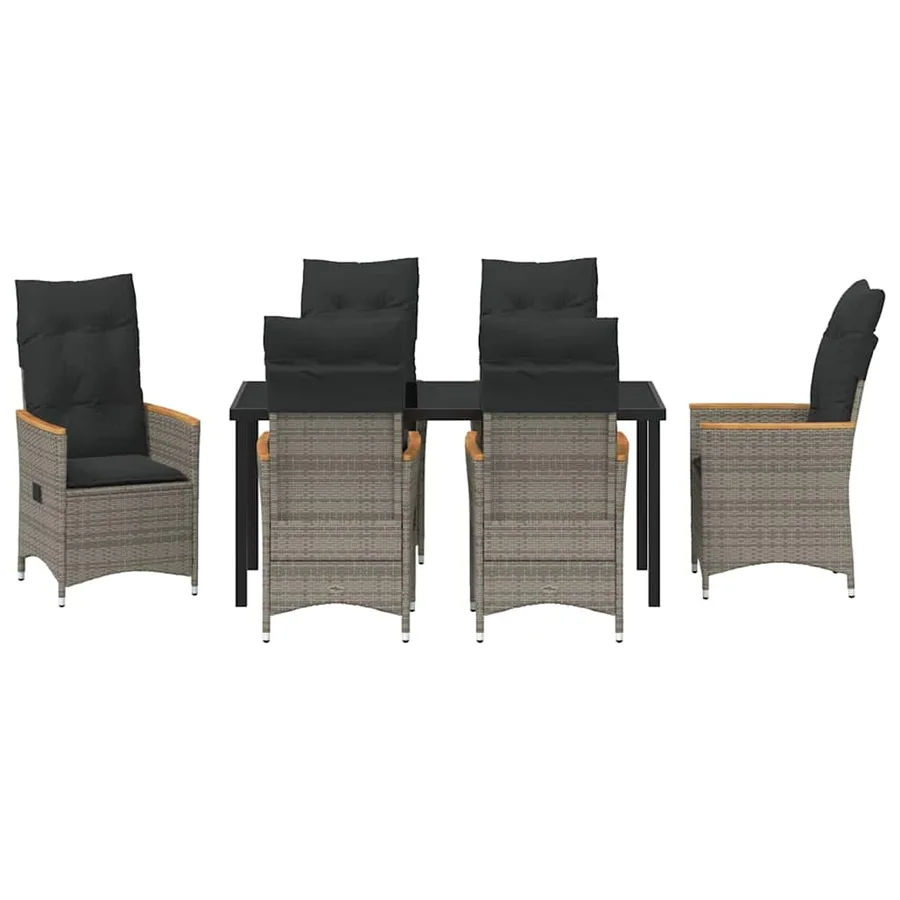 Ensemble de salle à manger pour jardin 7 pcs Gris polyrotin - 7