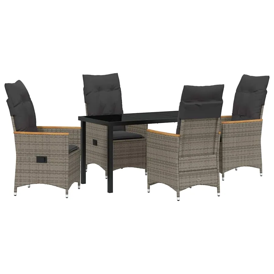 Ensemble de salle à manger pour jardin 5 pcs Gris polyrotin - 2