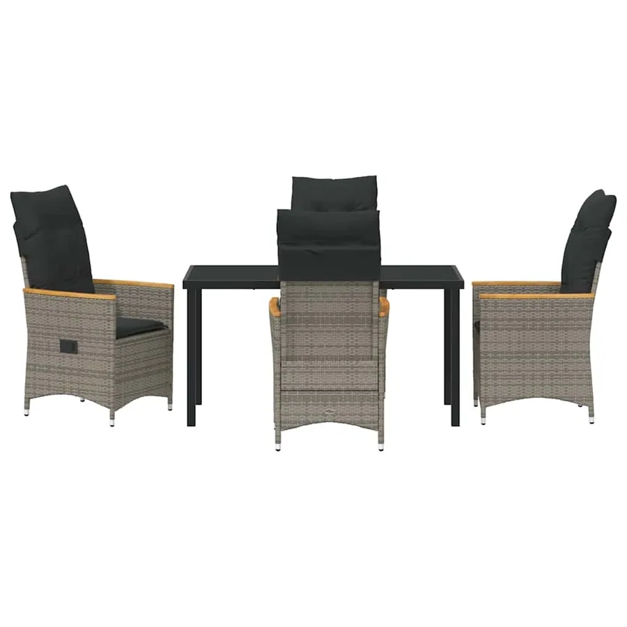 Ensemble de salle à manger pour jardin 5 pcs Gris polyrotin - 7