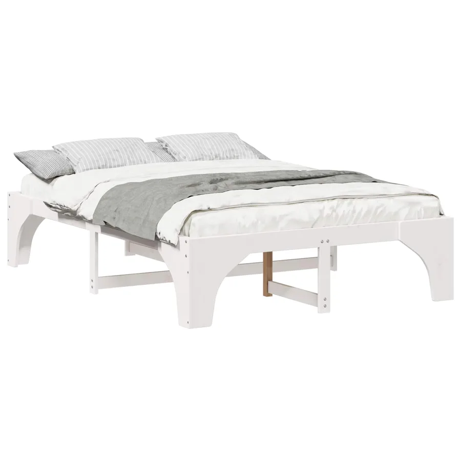 Cadre de lit Blanc 140 x 200 cm Pin massif - 2