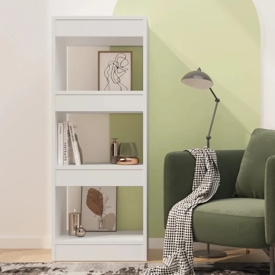 Bibliothèque/séparateur de pièce blanc bois d'ingénierie - 3