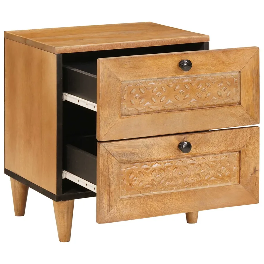 Table de chevet Marron Clair 40 x 33 x 46 cm Bois d'ingénierie - 4