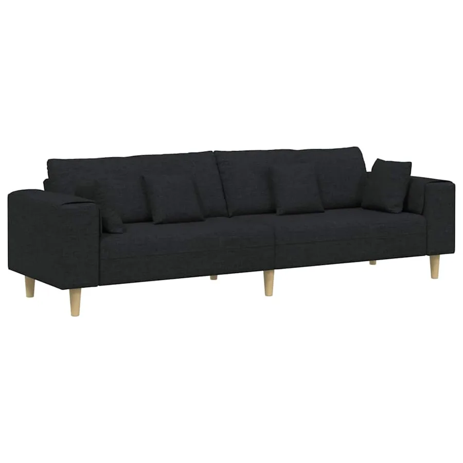 Canapé avec coussin Noir 250 x 77 x 76 cm tissu - 2