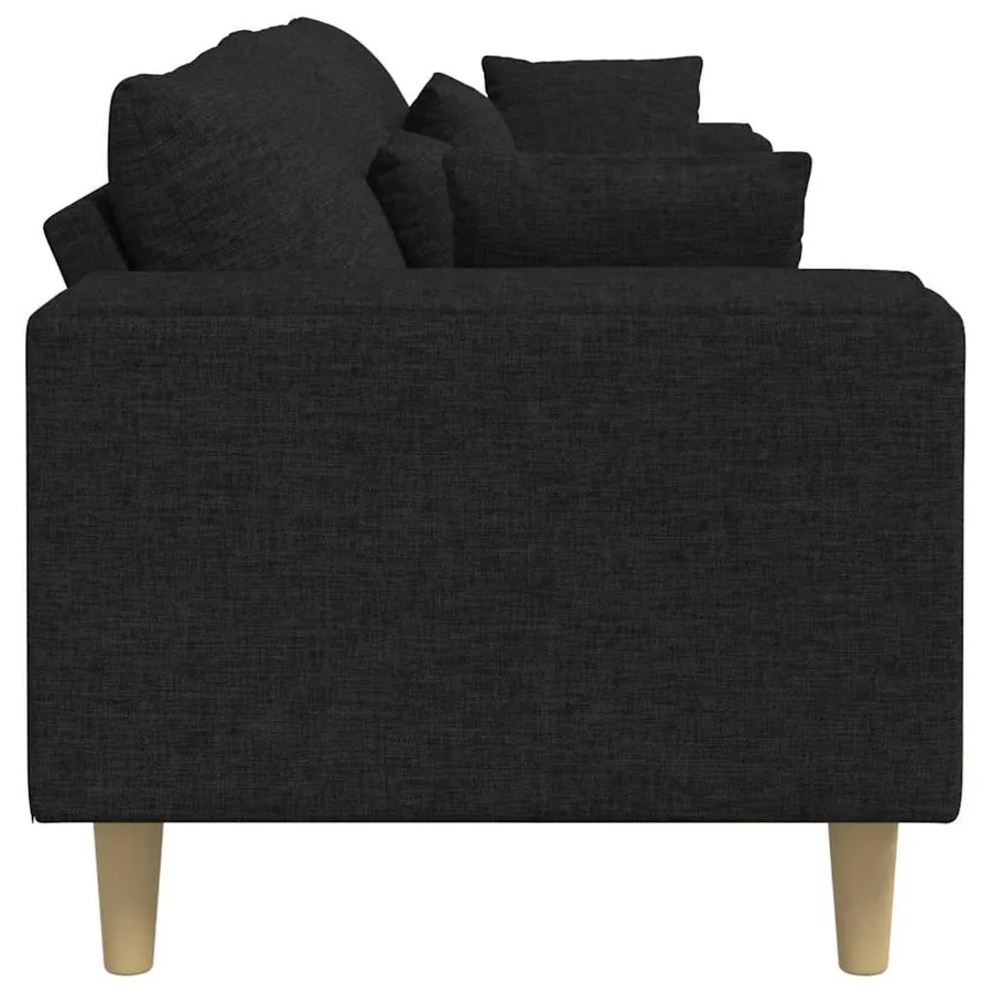 Canapé avec coussin Noir 250 x 77 x 76 cm tissu - 5