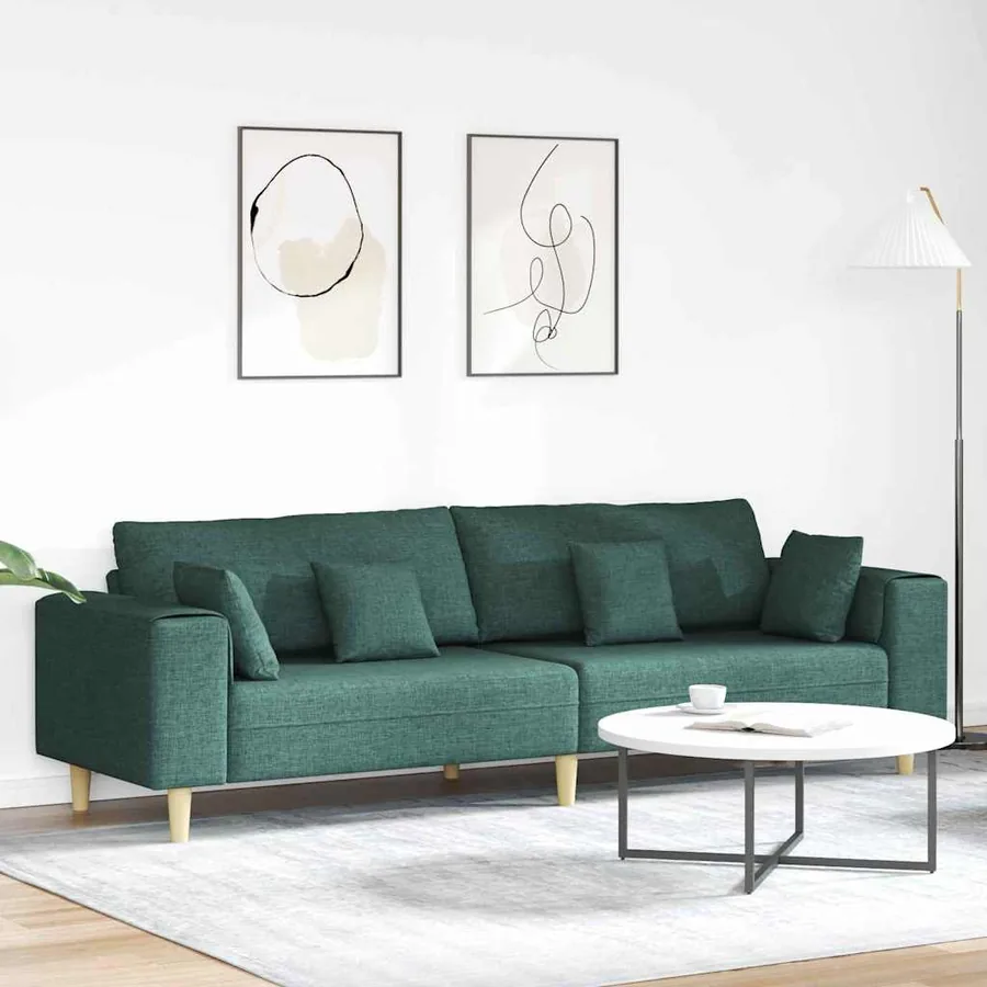 Canapé avec coussin Vert foncé 250 x 77 x 76 cm tissu