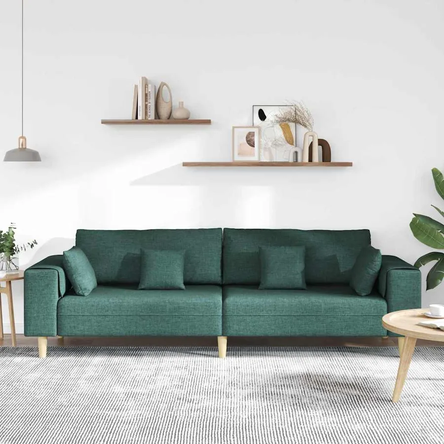 Canapé avec coussin Vert foncé 250 x 77 x 76 cm tissu - 3
