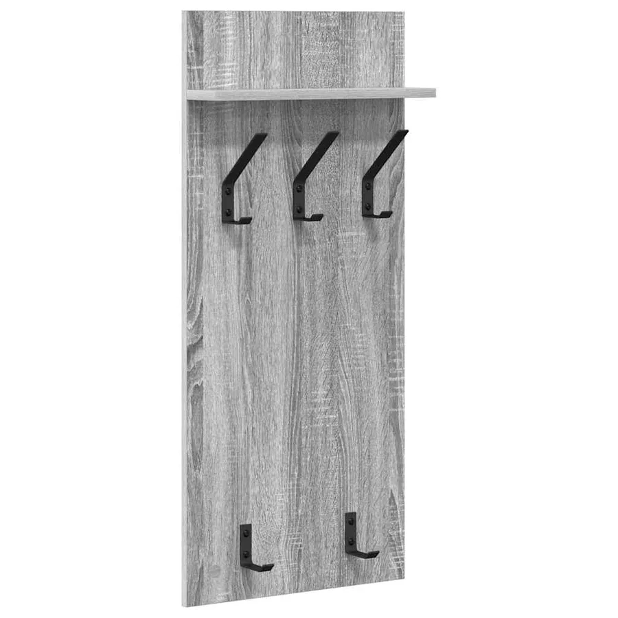Porte-manteau mural avec étagère Gris Sonoma 40 x 10 x 90 cm - 2