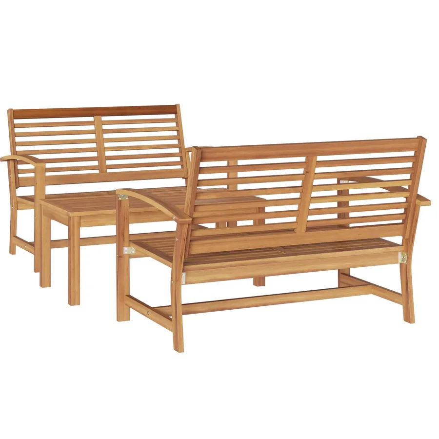 Ensemble de canapé de jardin 3 pcs Naturel Bois de teck massif - 2