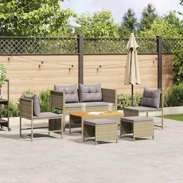 Ensemble de canapé de jardin 6 pcs Beige et Gris clair