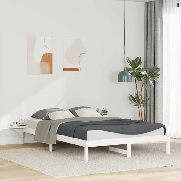 Cadre de lit avec tables de chevet Blanc 160 x 220 cm