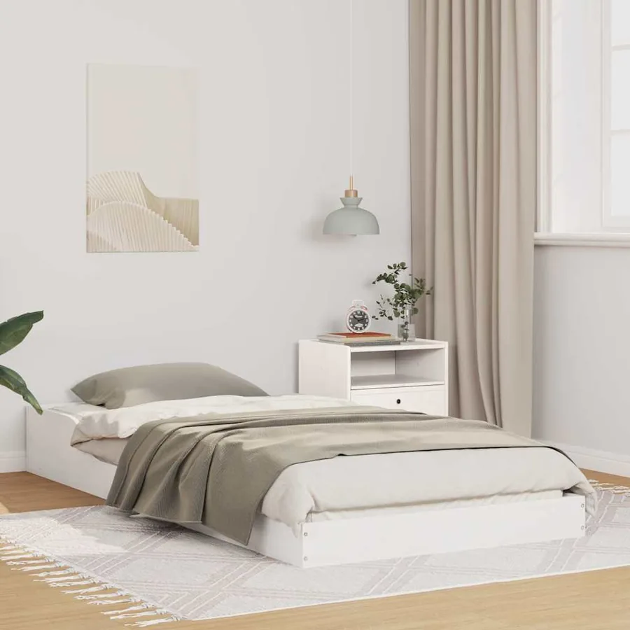Cadre de lit Blanc 90 x 220 cm Pin massif