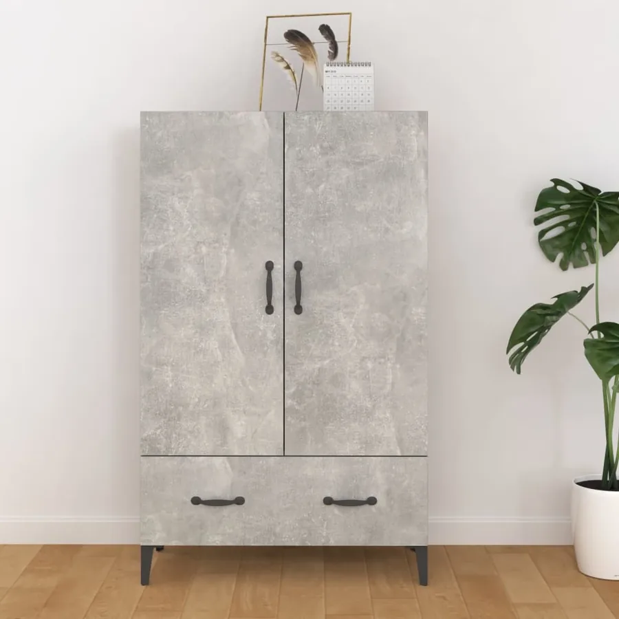 Buffet haut Gris béton 70x31x115 cm Bois d'ingénierie