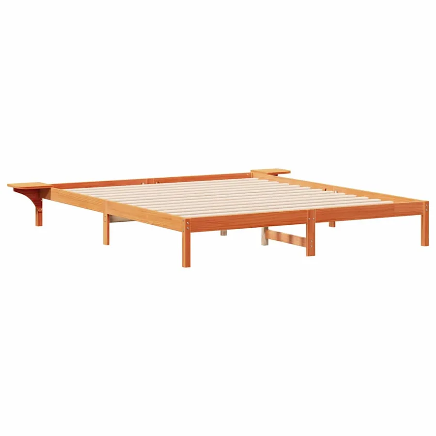 Cadre de lit avec tables de chevet Brun cire 200 x 220 cm - 2