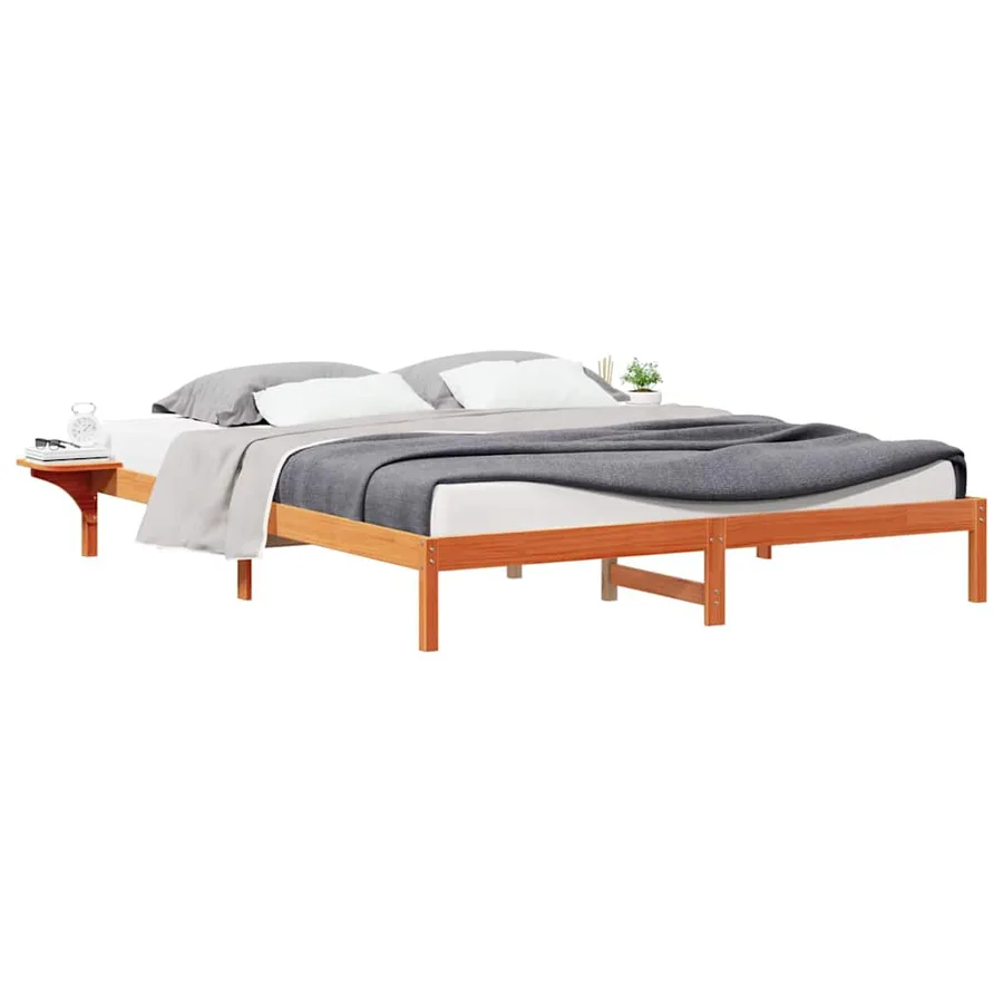 Cadre de lit avec tables de chevet Brun cire 200 x 220 cm - 3