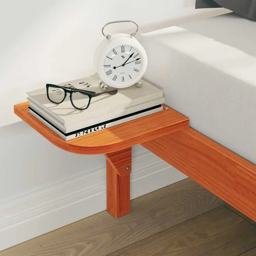 Cadre de lit avec tables de chevet Brun cire 200 x 220 cm - 4