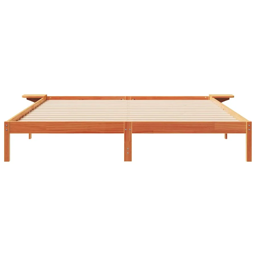 Cadre de lit avec tables de chevet Brun cire 200 x 220 cm - 5