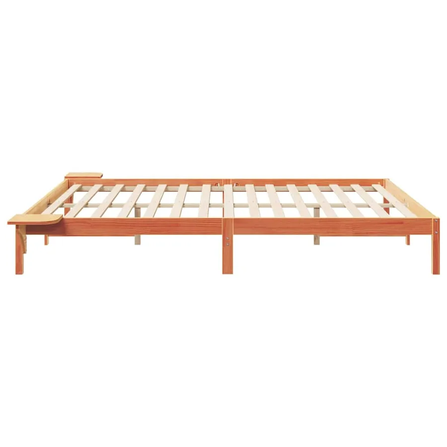 Cadre de lit avec tables de chevet Brun cire 200 x 220 cm - 6