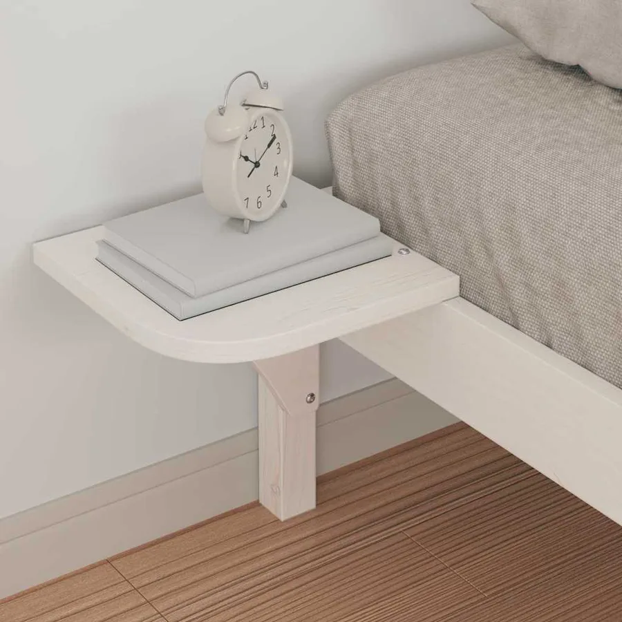 Cadre de lit avec tables de chevet Blanc 100 x 210 cm - 4