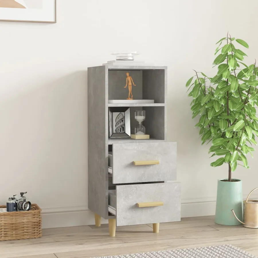 Buffet Gris béton 34,5x34x90 cm Bois d'ingénierie - 3