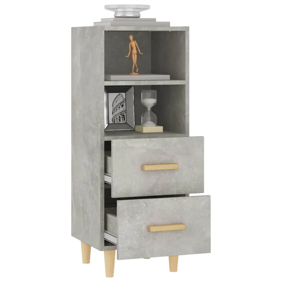 Buffet Gris béton 34,5x34x90 cm Bois d'ingénierie - 5