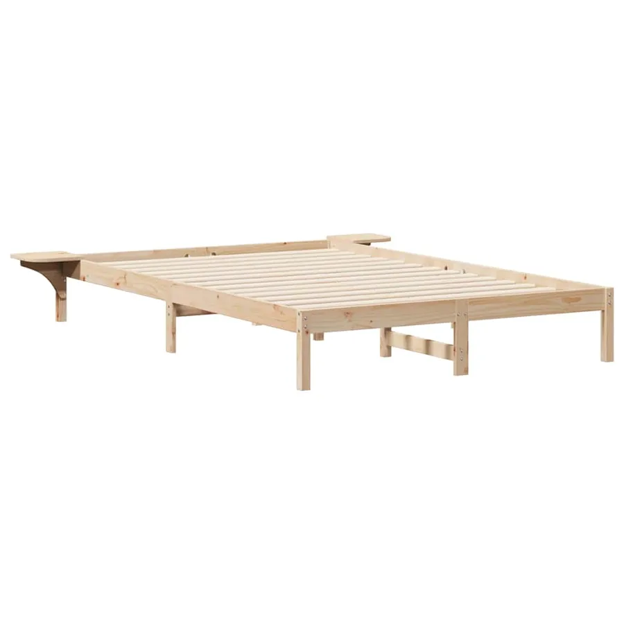 Cadre de lit avec tables de chevet Naturel 140 x 210 cm - 2