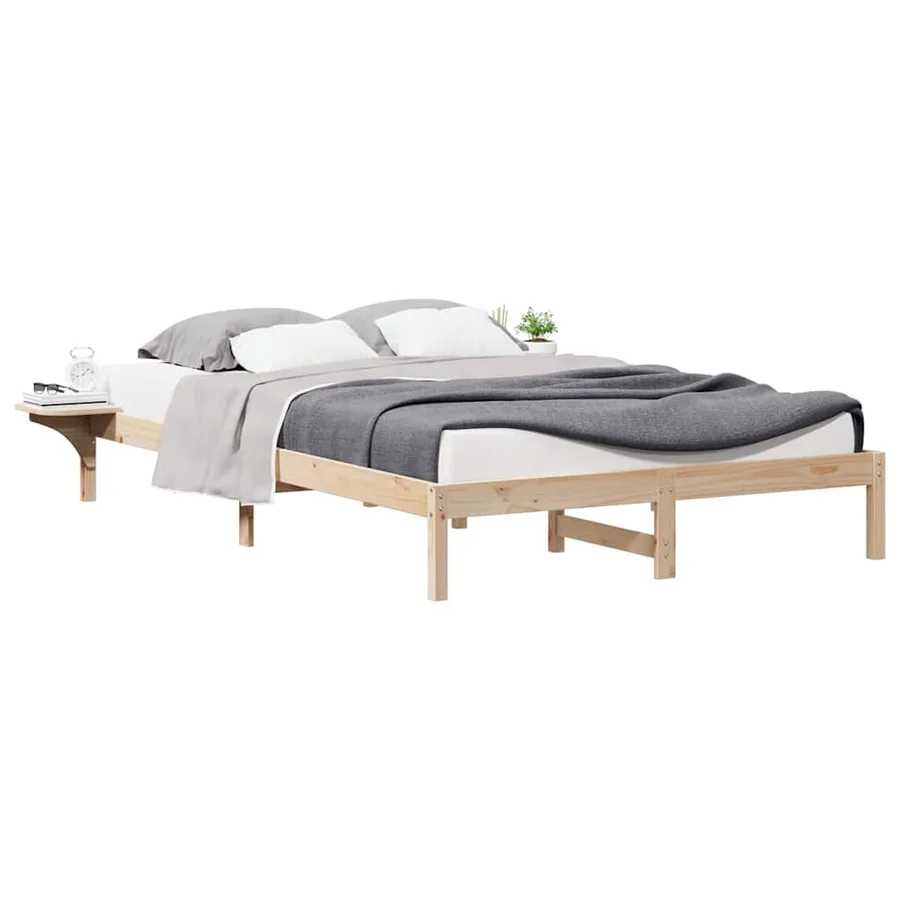Cadre de lit avec tables de chevet Naturel 140 x 210 cm - 3