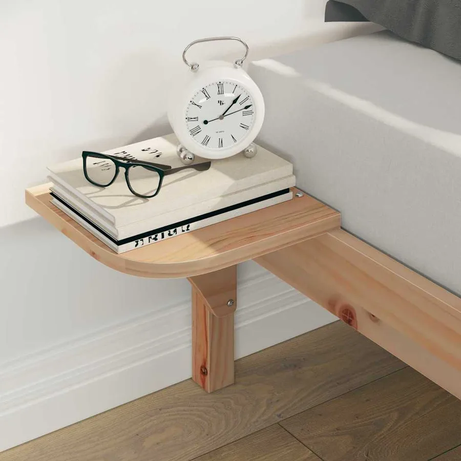 Cadre de lit avec tables de chevet Naturel 140 x 210 cm - 4