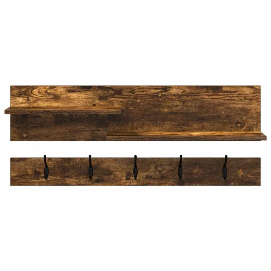 Porte-manteau mural avec étagère Chêne fumé 90 x 15 x 36 cm - 5