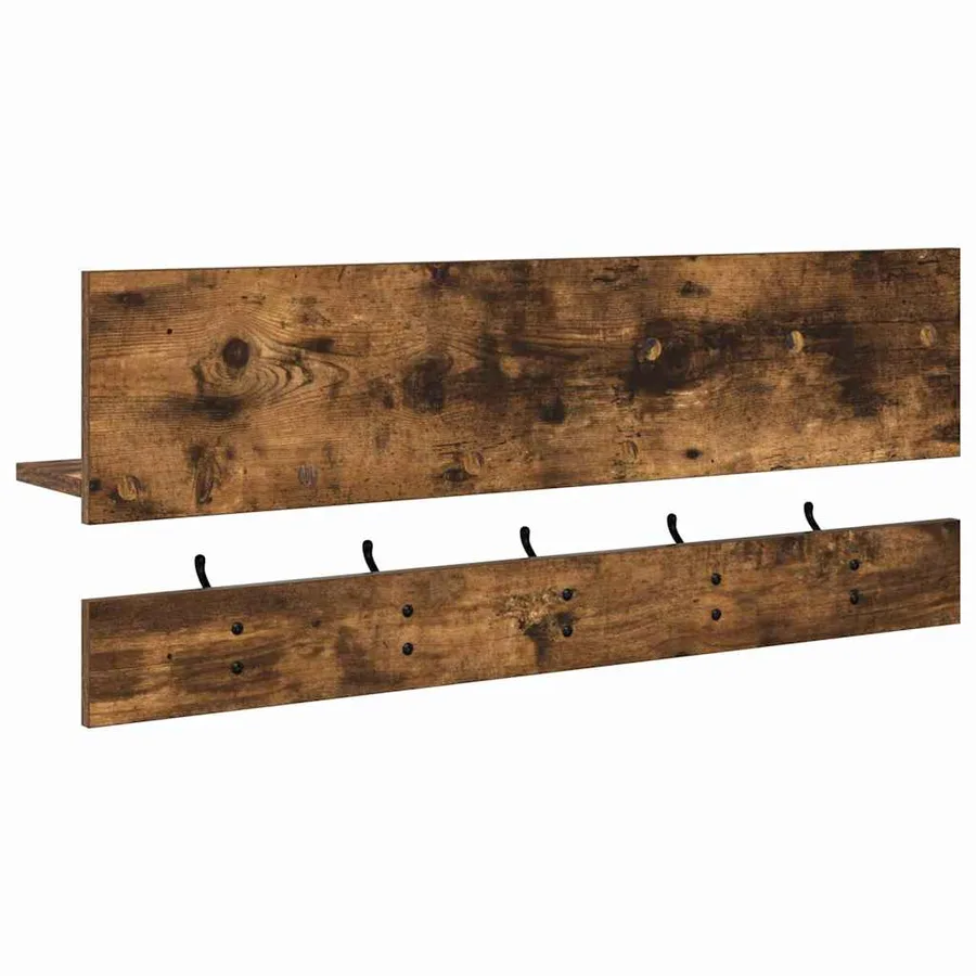 Porte-manteau mural avec étagère Chêne fumé 90 x 15 x 36 cm - 7