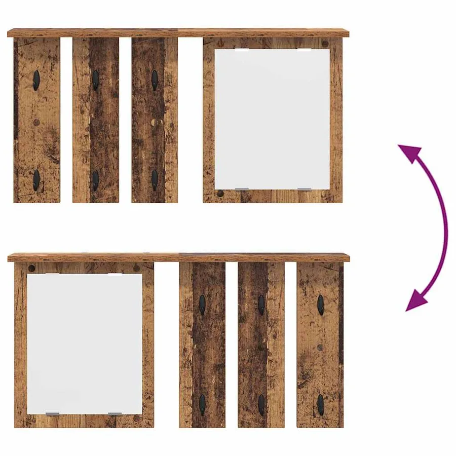 Porte-manteau mural avec étagère Bois ancien 85 x 10 x 45 cm - 10