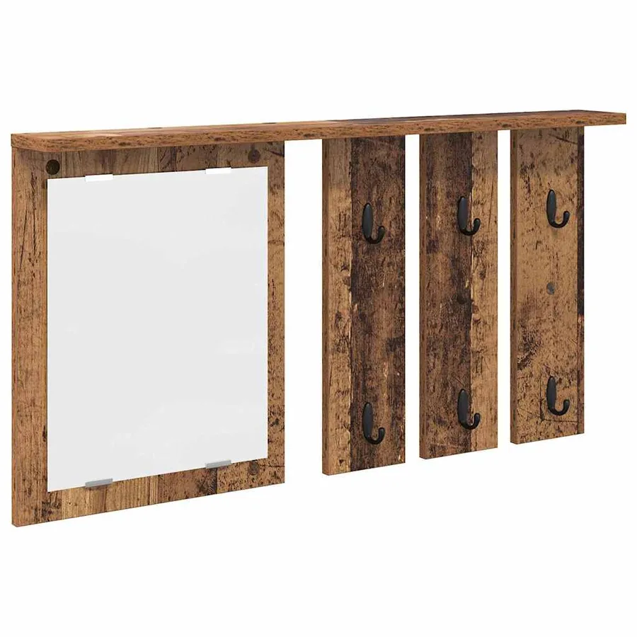 Porte-manteau mural avec étagère Bois ancien 85 x 10 x 45 cm - 2