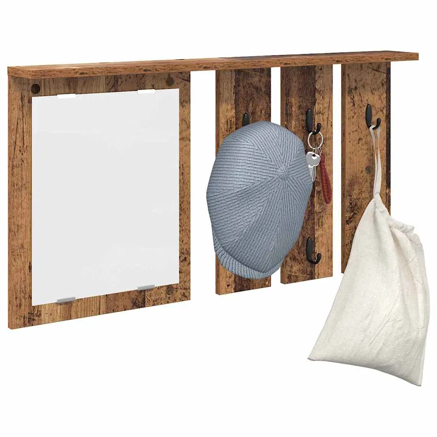 Porte-manteau mural avec étagère Bois ancien 85 x 10 x 45 cm - 3