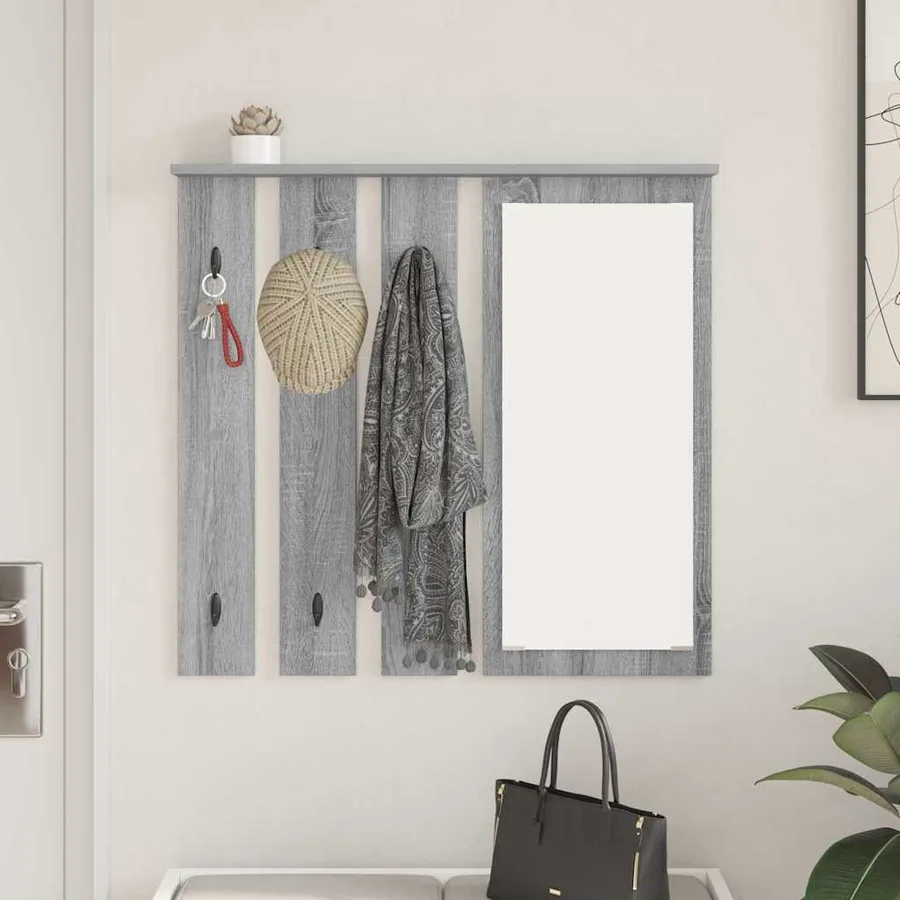 Porte-manteau mural avec étagère Sonoma gris 84 x 10 x 80 cm - 4