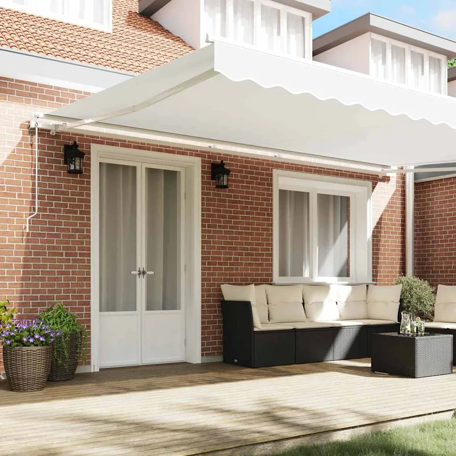Auvent rétractable Blanc 500 × 350 cm Tissu et Aluminium - 3