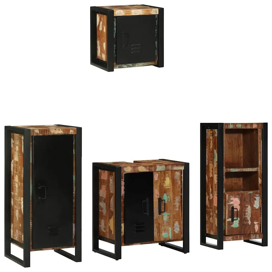 Ensemble de mobilier de salle de bain 4 pcs Bois Recyclé Solide - 10