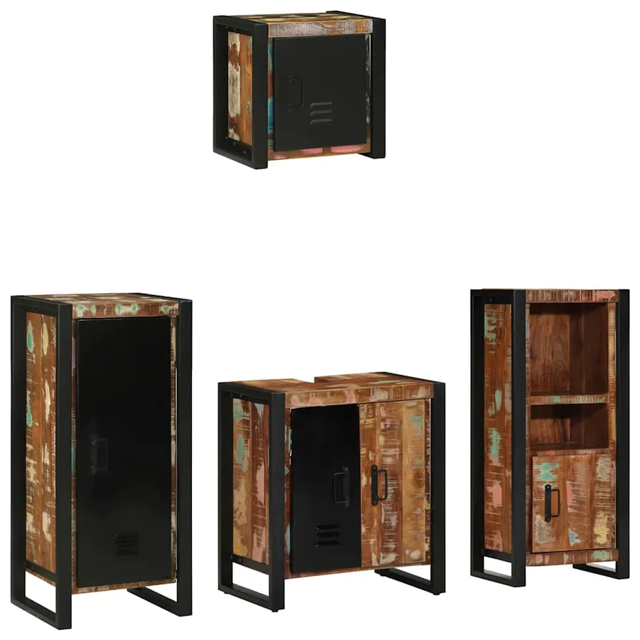 Ensemble de mobilier de salle de bain 4 pcs Bois Recyclé Solide - 2