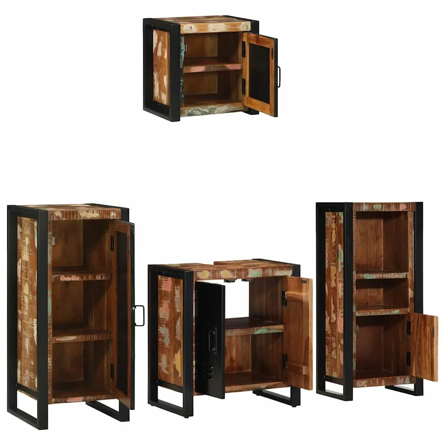 Ensemble de mobilier de salle de bain 4 pcs Bois Recyclé Solide - 3