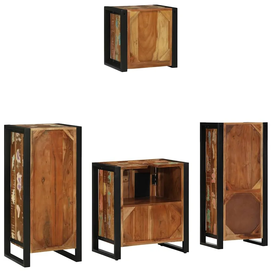 Ensemble de mobilier de salle de bain 4 pcs Bois Recyclé Solide - 9