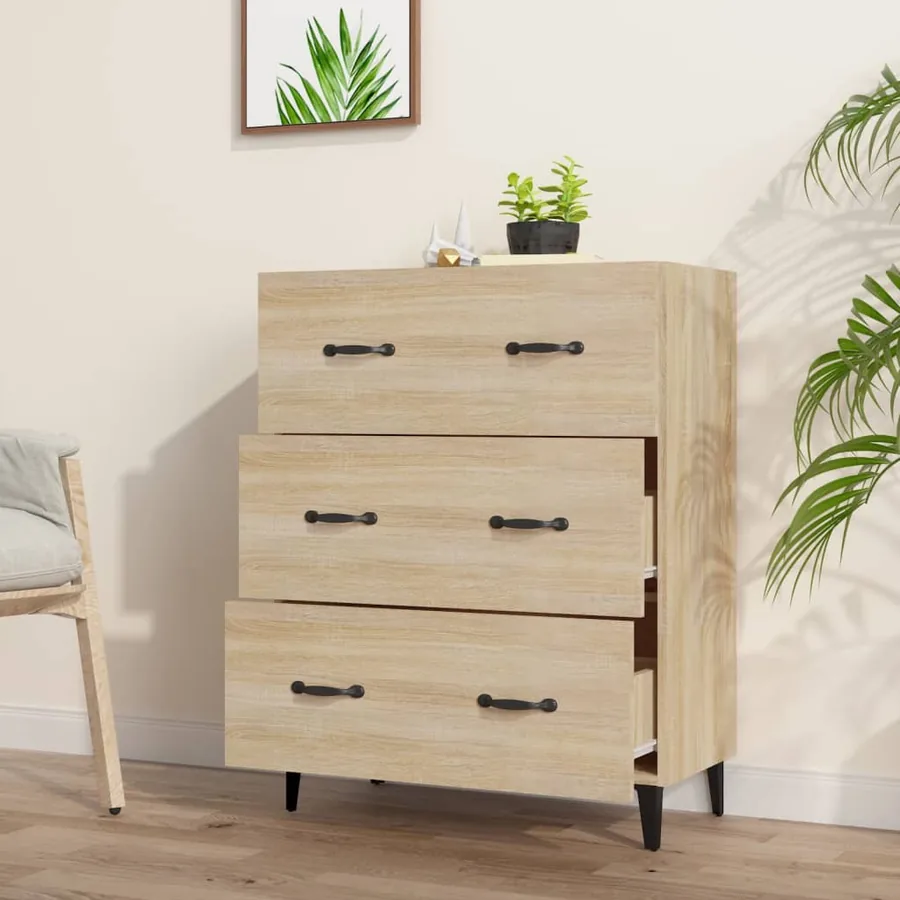 Buffet chêne sonoma 69,5x34x90 cm bois d'ingénierie - 3