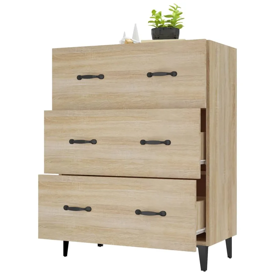 Buffet chêne sonoma 69,5x34x90 cm bois d'ingénierie - 4