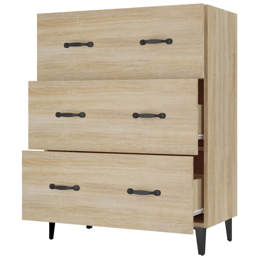 Buffet chêne sonoma 69,5x34x90 cm bois d'ingénierie - 6