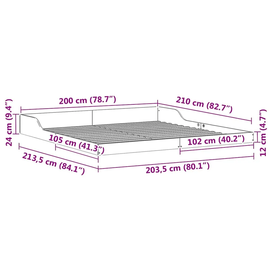 Cadre de lit Marron 200 x 210 cm Pin massif - 10