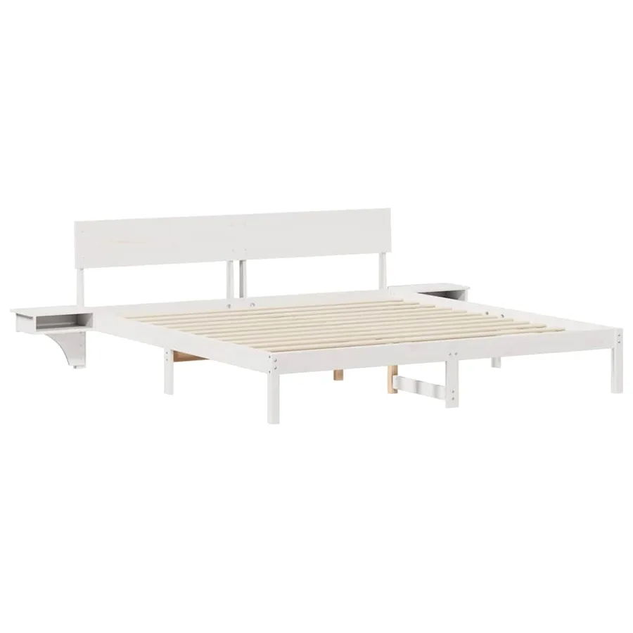 Cadre de lit avec tête de lit Blanc 200 x 200 cm Pin massif - 4