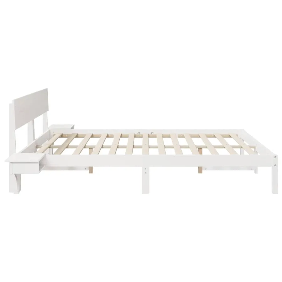Cadre de lit avec tête de lit Blanc 200 x 200 cm Pin massif - 6