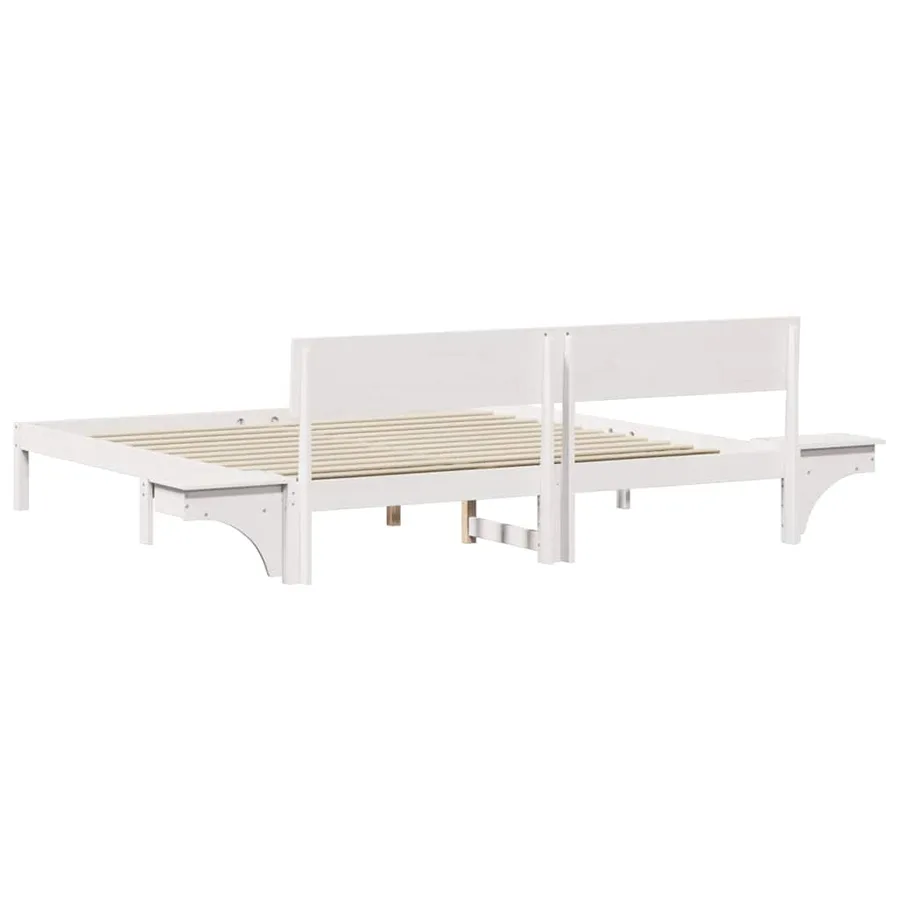 Cadre de lit avec tête de lit Blanc 200 x 200 cm Pin massif - 7