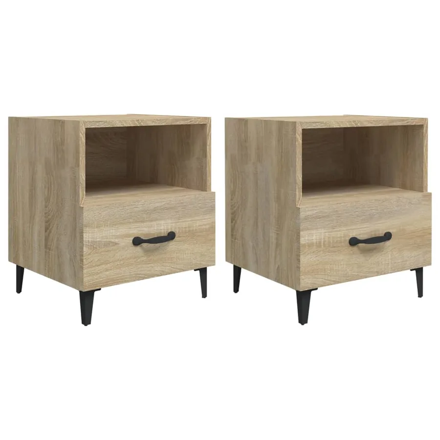 Tables de chevet 2 pcs Chêne Sonoma Bois d'ingénierie - 2