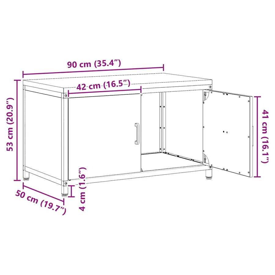 Rangement de cuisine HATTEM Anthracite 90 x 50 x 53 cm Acier - 16