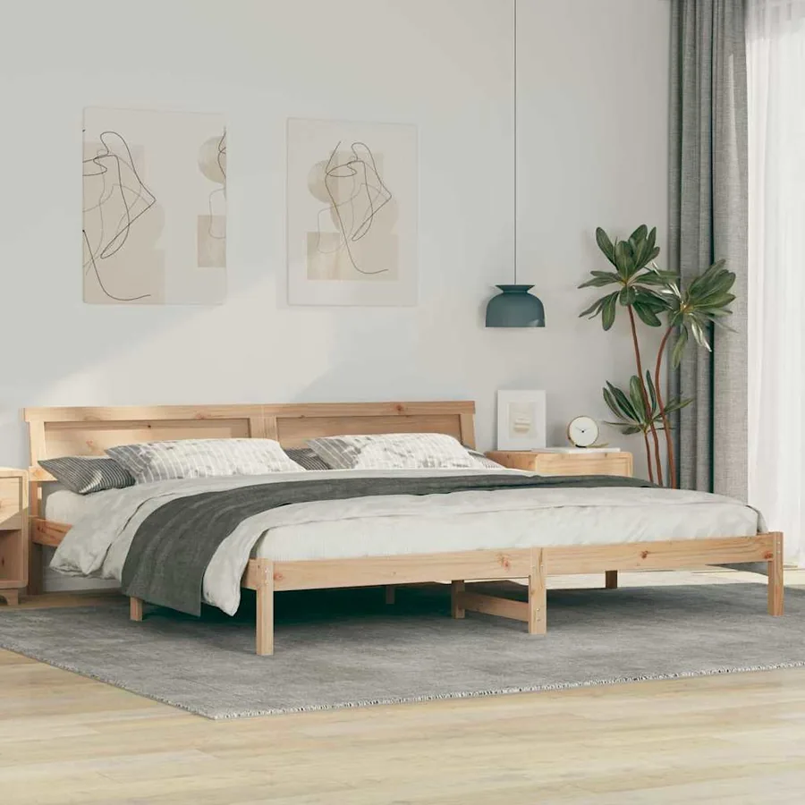 Cadre de lit avec tête de lit Marron 180 x 200 cm Pin massif