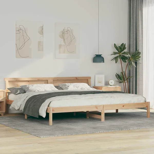 Cadre de lit avec tête de lit Marron 180 x 200 cm Pin massif