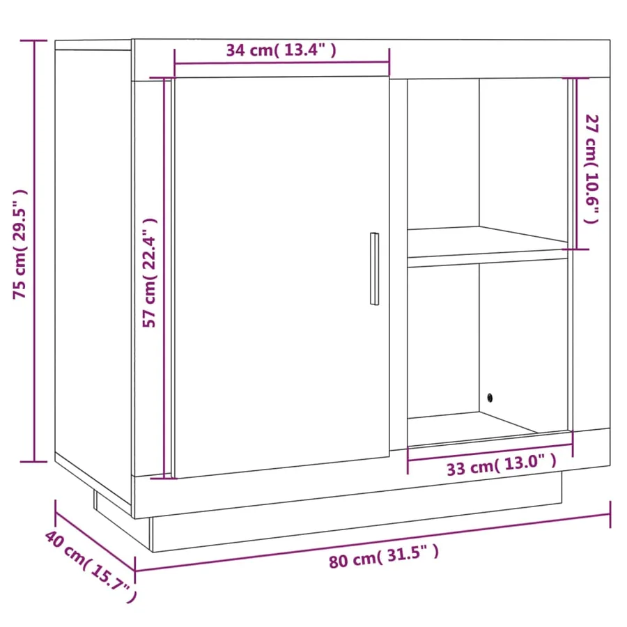 Buffet Gris béton 80x40x75 cm - 9